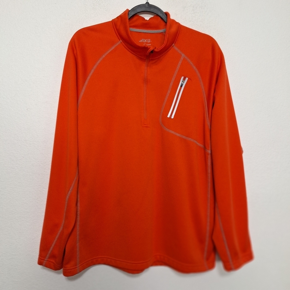 BCG Men's Orange Quarter-Zip Gorpcore Performance Pullover Jacket Size Large